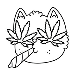 Stoner, Stoner Girl, Bold and Easy Stoner Coloring Book, Weed Designs, Trippy Psychedelic, Vector Illustration, hand drawn, Bold and Easy Coloring Page, Marijuana