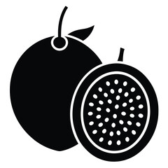 Passion Fruit Silhouettes Whole and Half Cut Simple Vector Design