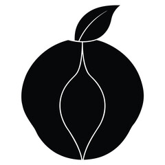 Peach Silhouette Vector Illustration Natural Curve Stem Line Art