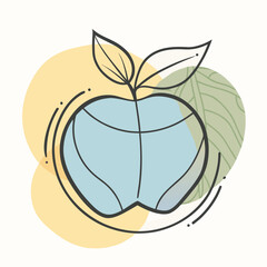 Peach Silhouette Vector Illustration Natural Curve Stem Line Art