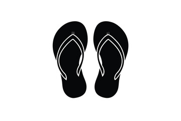 Black and White Flip Flop Illustration on a Clean White Background