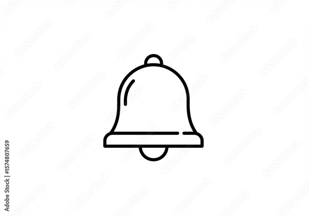 Poster simple outline icon of a bell with a clapper on a white background
