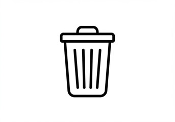 Simple black outline icon of a trash can with a lid on a white background