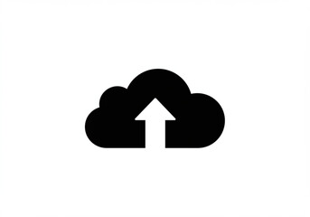 Black cloud icon with a white upward arrow symbolizing data upload