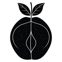 Peach Silhouette Illustration Natural Curve Stem Line Art