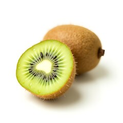 Fresh Ripe Kiwi Fruits with Sliced Pieces Isolated on White or Transparent Background