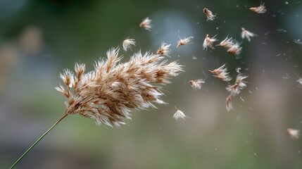 Dried seedhead blown by wind