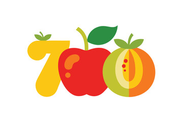 Retro 70s Fabric Inspired Fruits On White