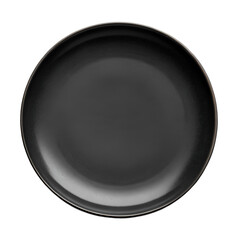 Sleek black porcelain ceramic plate featured on a transparent background for modern visuals