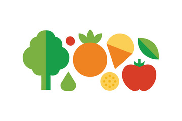 Raw And Natural Food Shapes On White Background