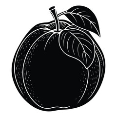Flat Vector Quince Fruit Silhouette Square Rounded Design