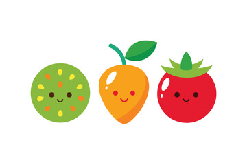 Playful Fruit Icons For Textile Design On White