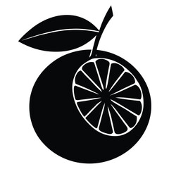 Tangerine Silhouette with Segmented Shape and Single Leaf Design Element
