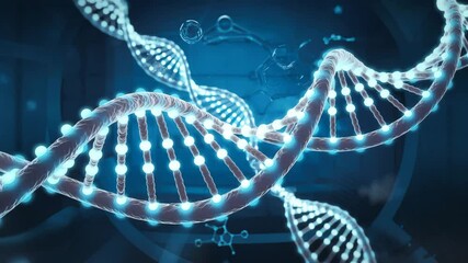 Futuristic DNA helix animation background for biotechnology and molecular research visuals. - Powered by Adobe