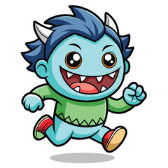 Obraz premium Cartoon monster running