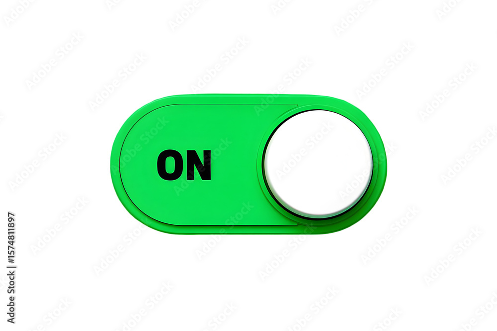 Fototapete green on toggle switch button bright white circle black text digital interface element image