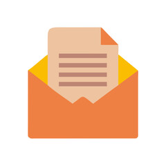Envelope with letter inside in flat design style  