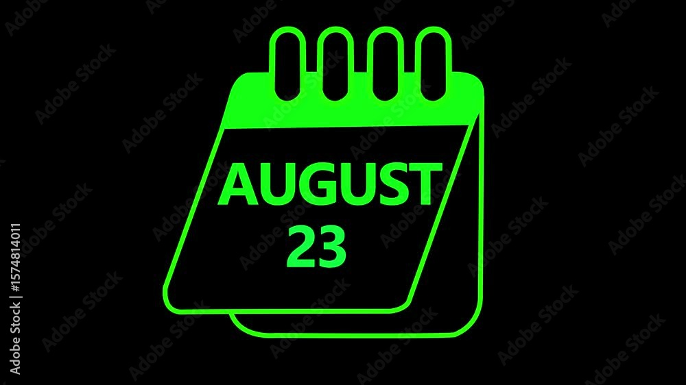Aufkleber 23 august month calendar icon with symbol. simple calendar icon animation and date change of time mo