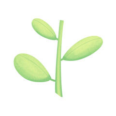Pale Green Sprout: Simple Botanical Illustration with Soft Texture.