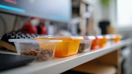 Programmer eating insects as sustainable protein source at desk