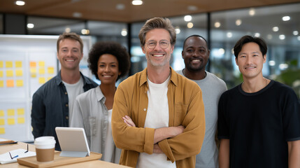 Agile Scrum Huddle in Modern Office Setting