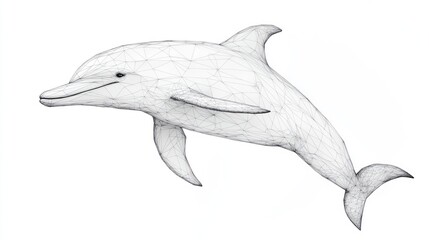 Obraz premium Wireframe dolphin leaping, polygonal marine mammal design.