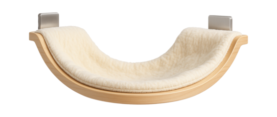 Wall-mounted cat hammock with a soft fleece lining, providing a private retreat for felines in a small home.