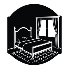 A cozy bedroom interior featuring a bed silhouette, soft lighting, and minimal decor, creating a calm, restful atmosphere perfect for relaxation and peaceful sleep.
