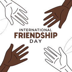 Elegant International Friendship Day Illustration with Diverse Hands and Unity Theme