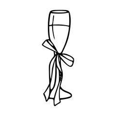 champagne flute with ribbon vector