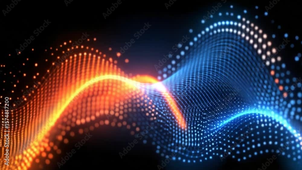 Poster dynamic particle wave with vibrant colors for abstract background visuals, modern technology