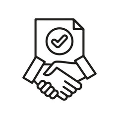 Business Partnership Agreement Icon with Handshake and Document