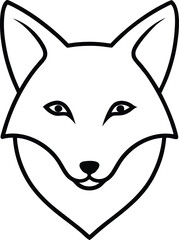arctic fox head icon line art vector illustration on transparent background