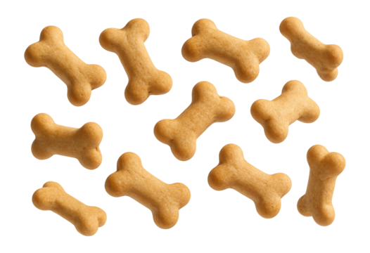 Miniature bone-shaped treats for training sessions in a townhouse.