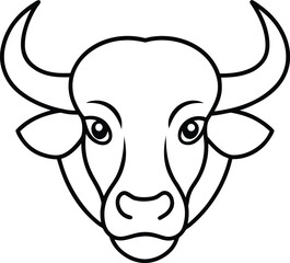 buffalo head icon line art vector illustration on transparent background