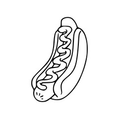 simple line art hot dog illustration