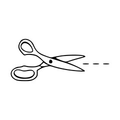 scissors with dotted cut line vector