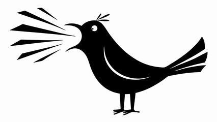 Naklejka premium Illustration of a stylized black bird with its beak open and sound waves emanating from it