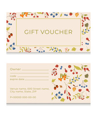 Fototapeta premium Vector set of autumn gift voucher Elegant template for holiday gift card, coupon and certificate. Discount coupon template vector illustration EPS10 