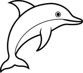  dolphin icon line art vector illustration on transparent background