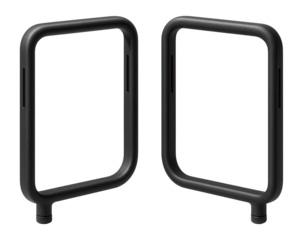 Corner plant supports that fit around rectangular planters, suitable for urban rooftop gardens.