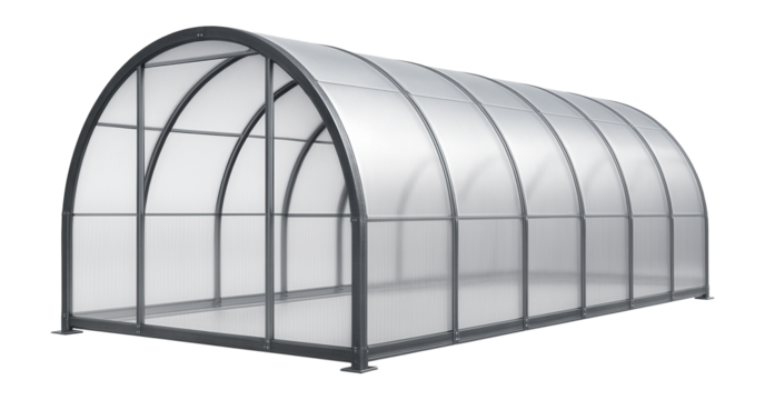 Industrial-sized tunnel greenhouse with reinforced arches, suitable for agricultural enterprises to maximize crop production.