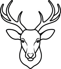 elk head icon line art vector illustration on transparent background