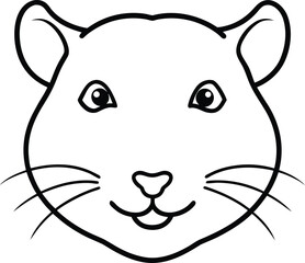 hamster head icon line art vector illustration on transparent background