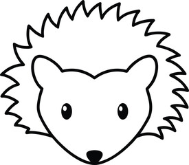 hedgehog head icon line art vector illustration on transparent background