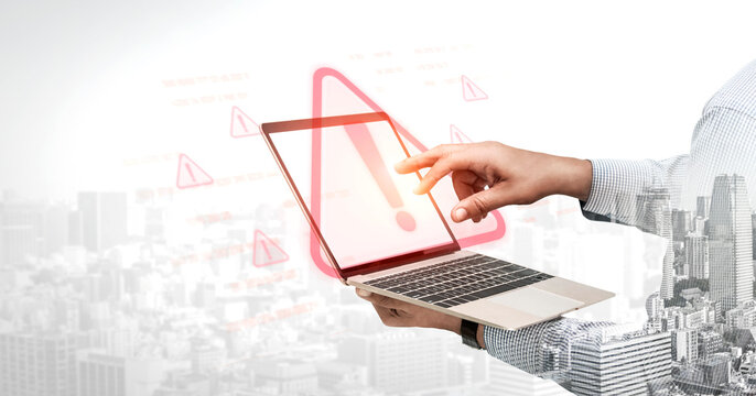 Cybersecurity alert warning showing red cyber for data breach, network threat, and cyber security system vulnerability with emphasis on security risk, caution, digital protection Vouch