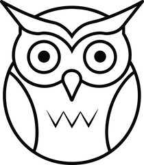 owl head icon line art vector illustration on transparent background