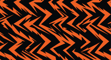 Abstract Background with Sharp zigzag pattern in orange and black 