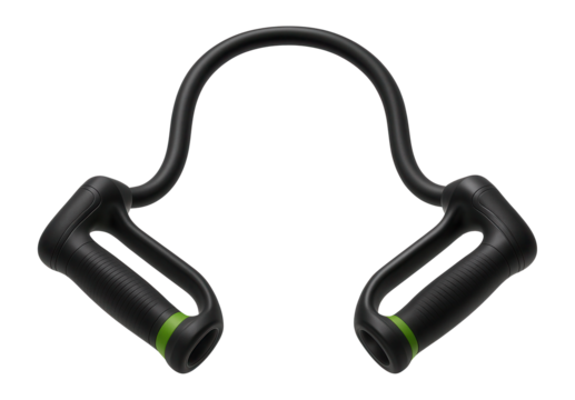 Black rubber exercise band with handles for upper body exercises