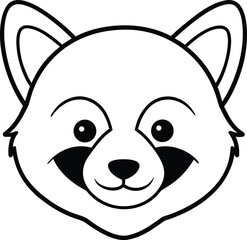 panda head icon line art vector illustration on transparent background